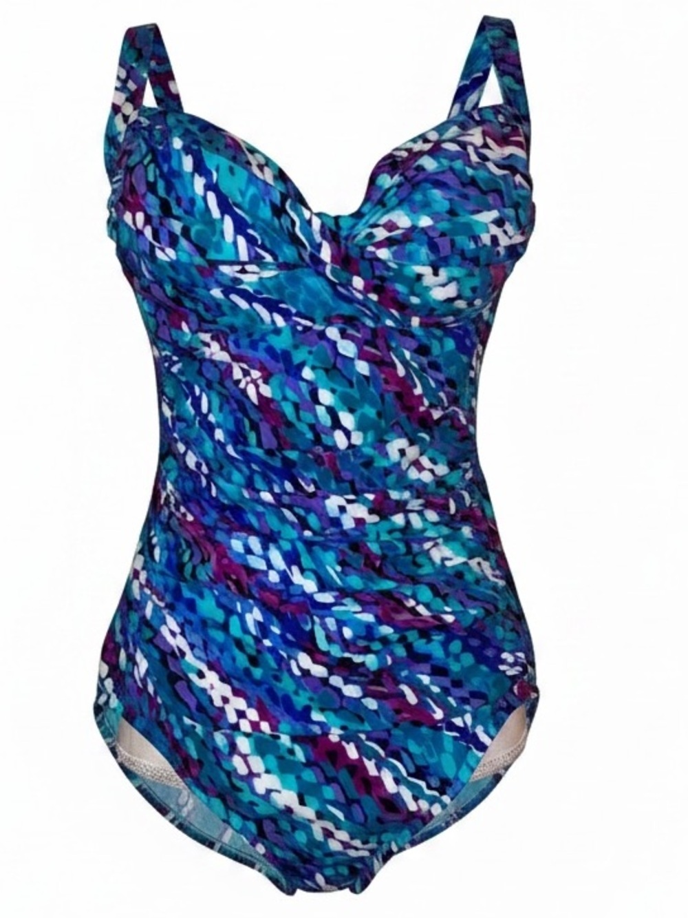 CROFT & BARROW One Piece Lined Swimsuit Blue Magenta and Purple in SIZE 16